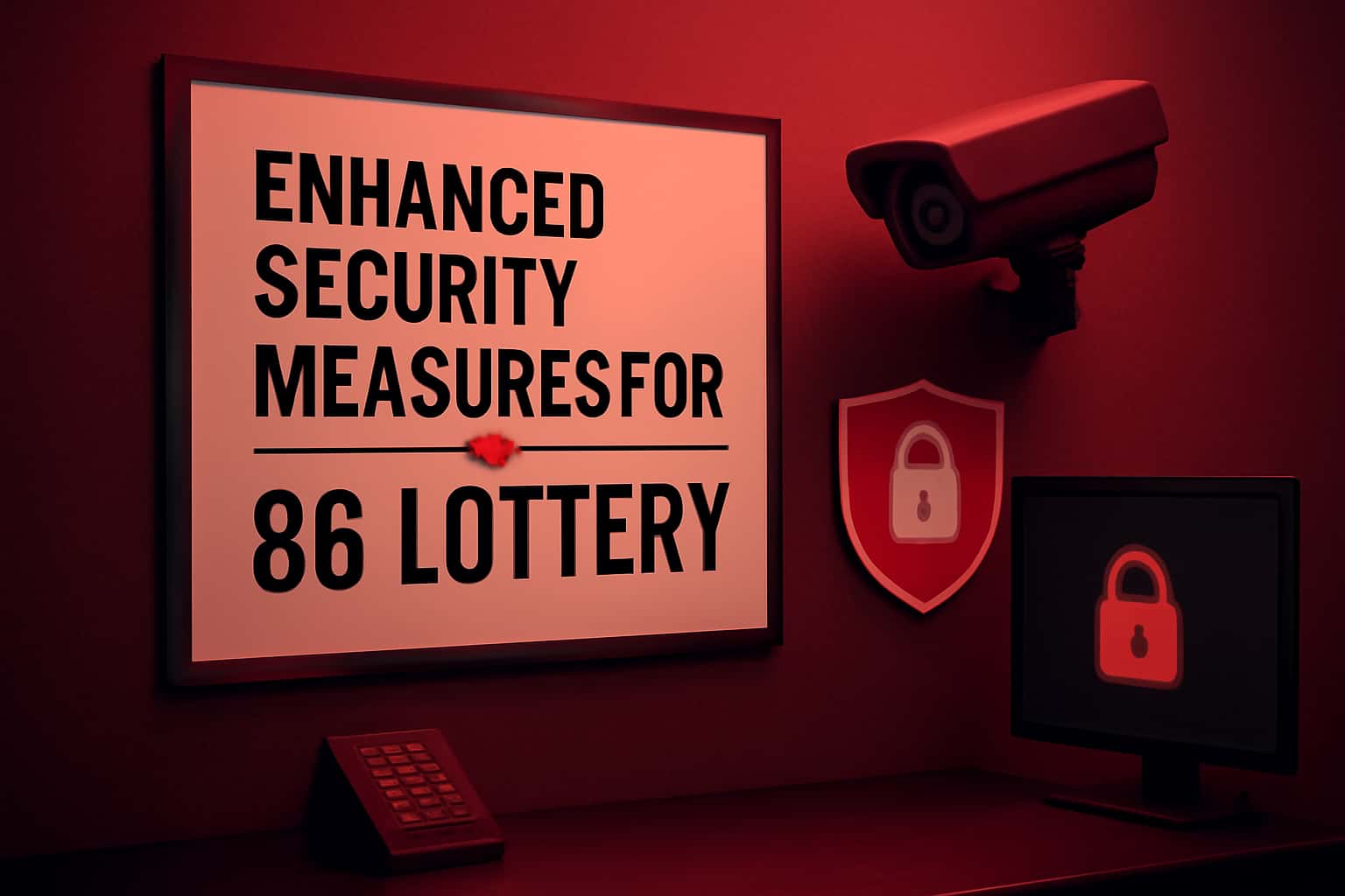 A futuristic representation of security measures related to 86 Lottery.