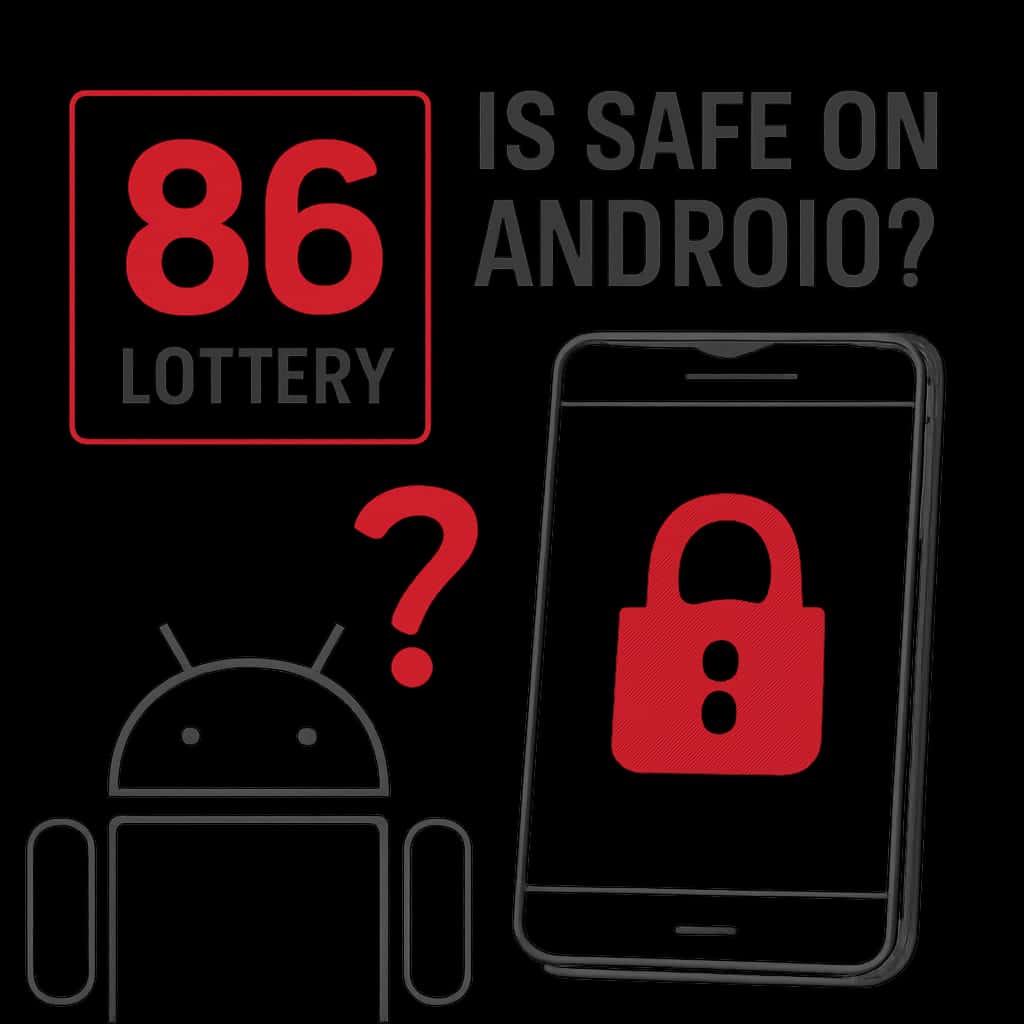 Diagram explaining the safety features of the 86 Lottery app on Android.