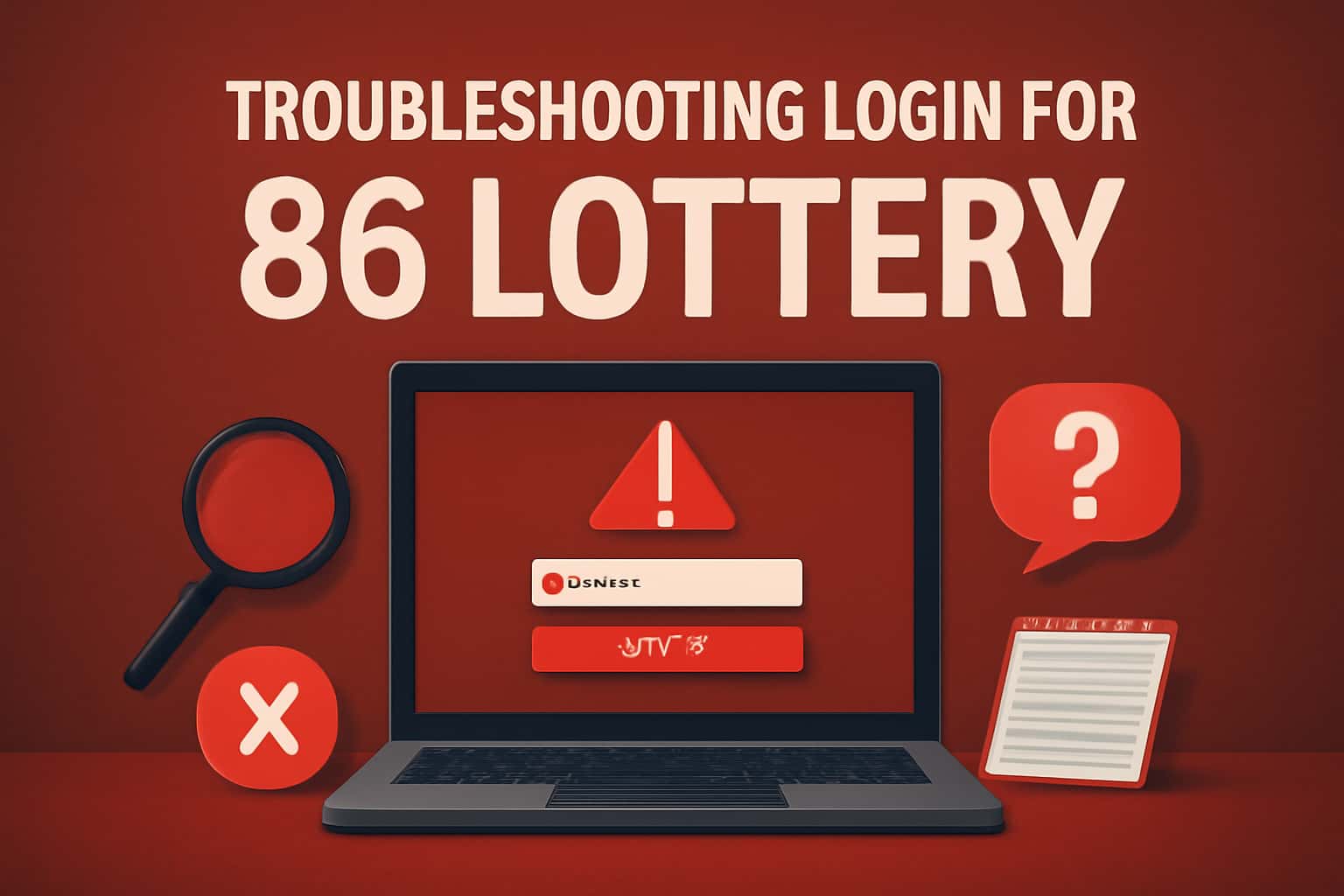 Visual representation of troubleshooting login issues for 86 Lottery.